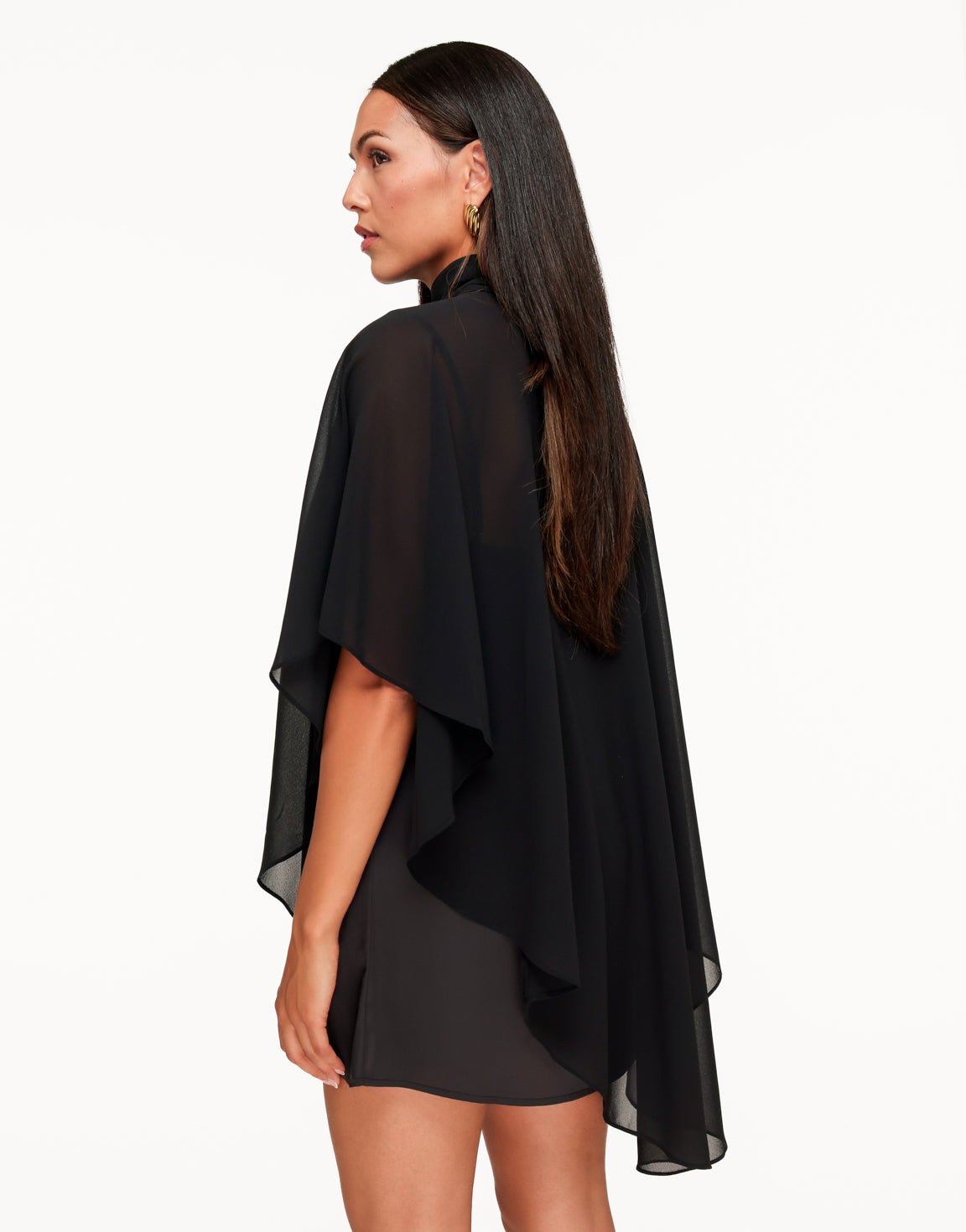Zwarte Losse Cape - Jurk - Olivia & Kate