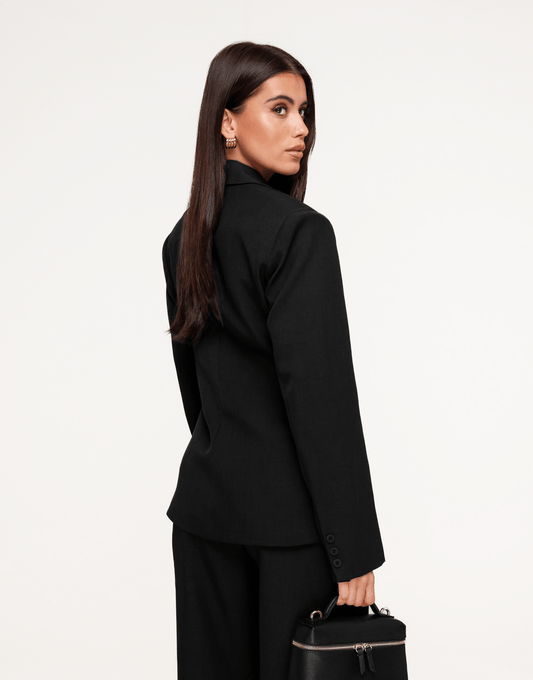 Zwarte Luxe Getailleerde - Blazer - Olivia & Kate