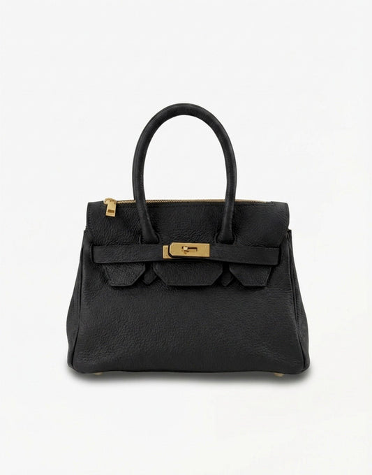 Zwarte Middel Gouden Detail - Tas - Olivia & Kate