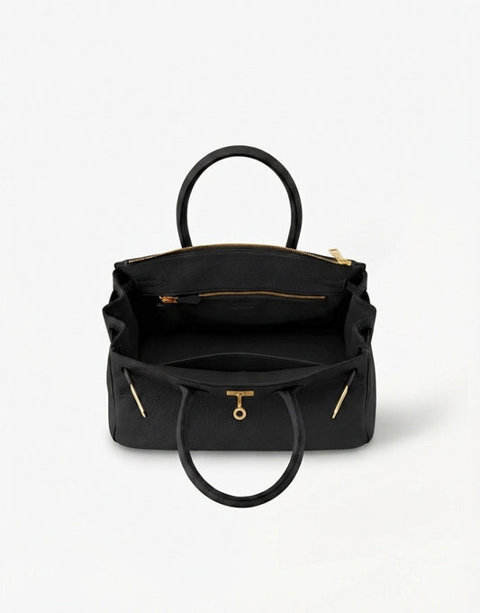 Zwarte Middel Gouden Detail - Tas - Olivia & Kate