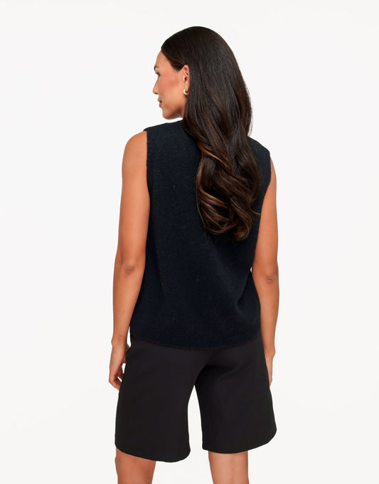 Zwarte Mouwloze Fluffy - Top - Olivia & Kate