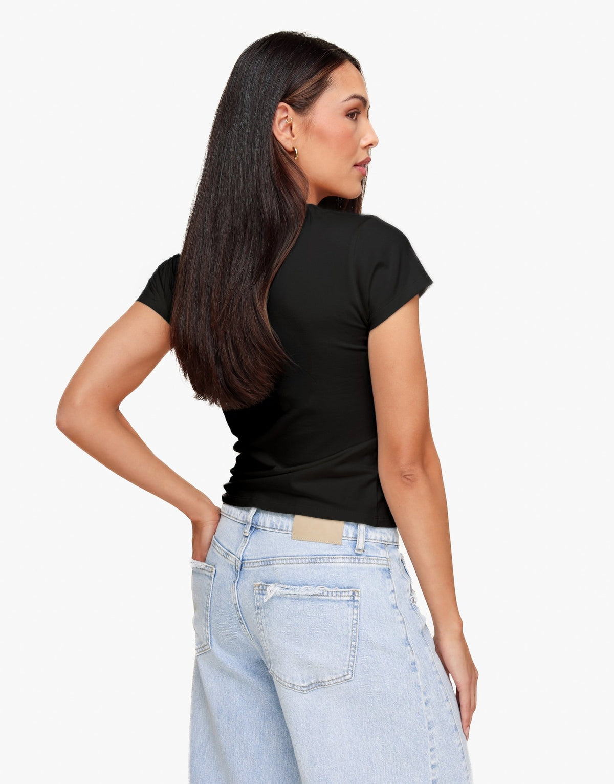 Zwarte O&K Achterkant Basic SS - Top - Olivia & Kate