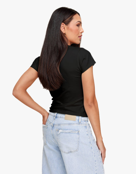 Zwarte O&K Achterkant Basic SS - Top - Olivia & Kate