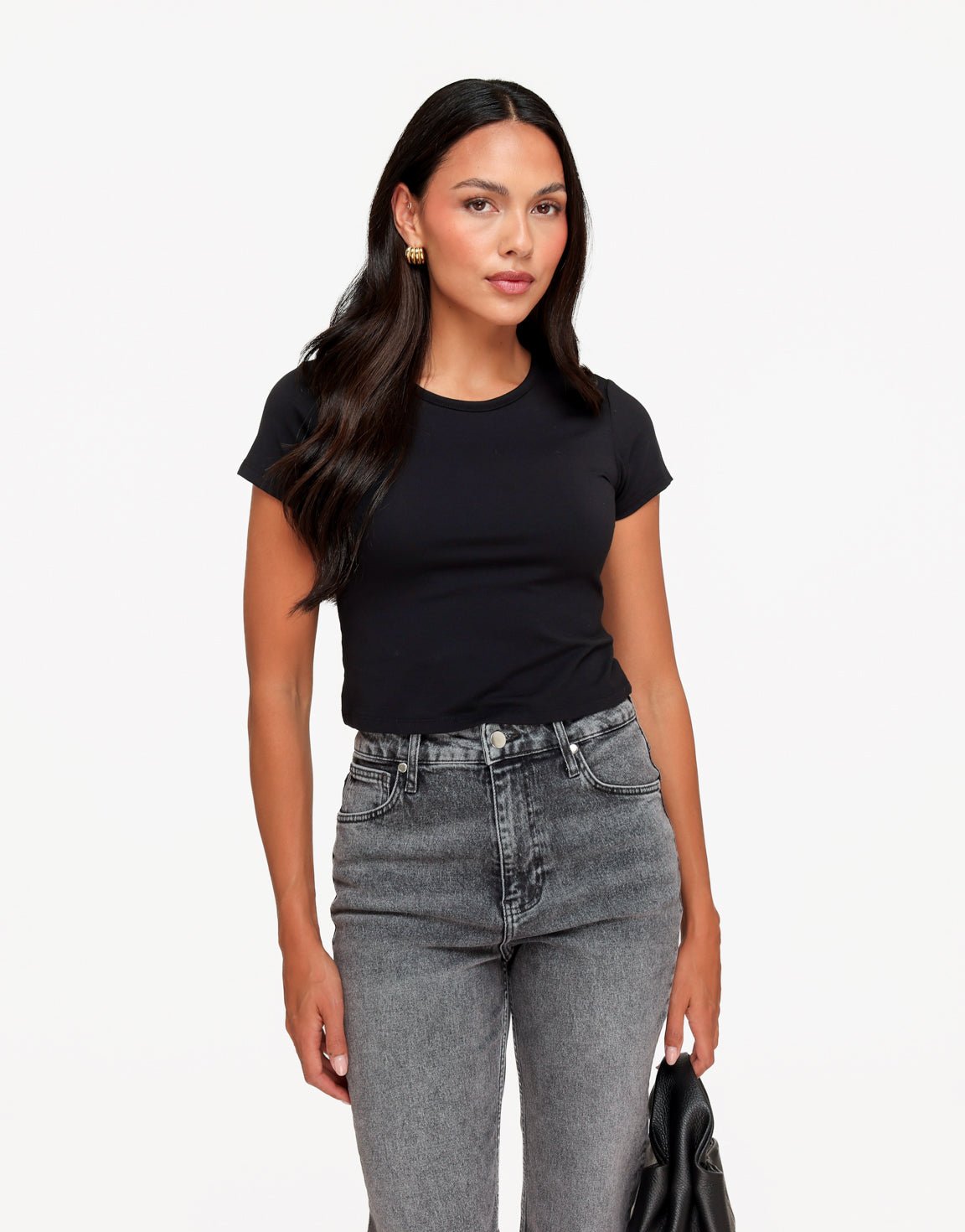 Zwarte O&K Basic Cropped SS - Top - Olivia & Kate