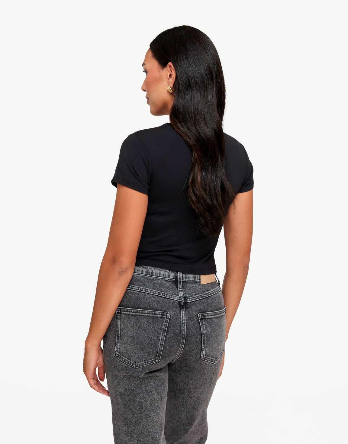 Zwarte O&K Basic Cropped SS - Top - Olivia & Kate