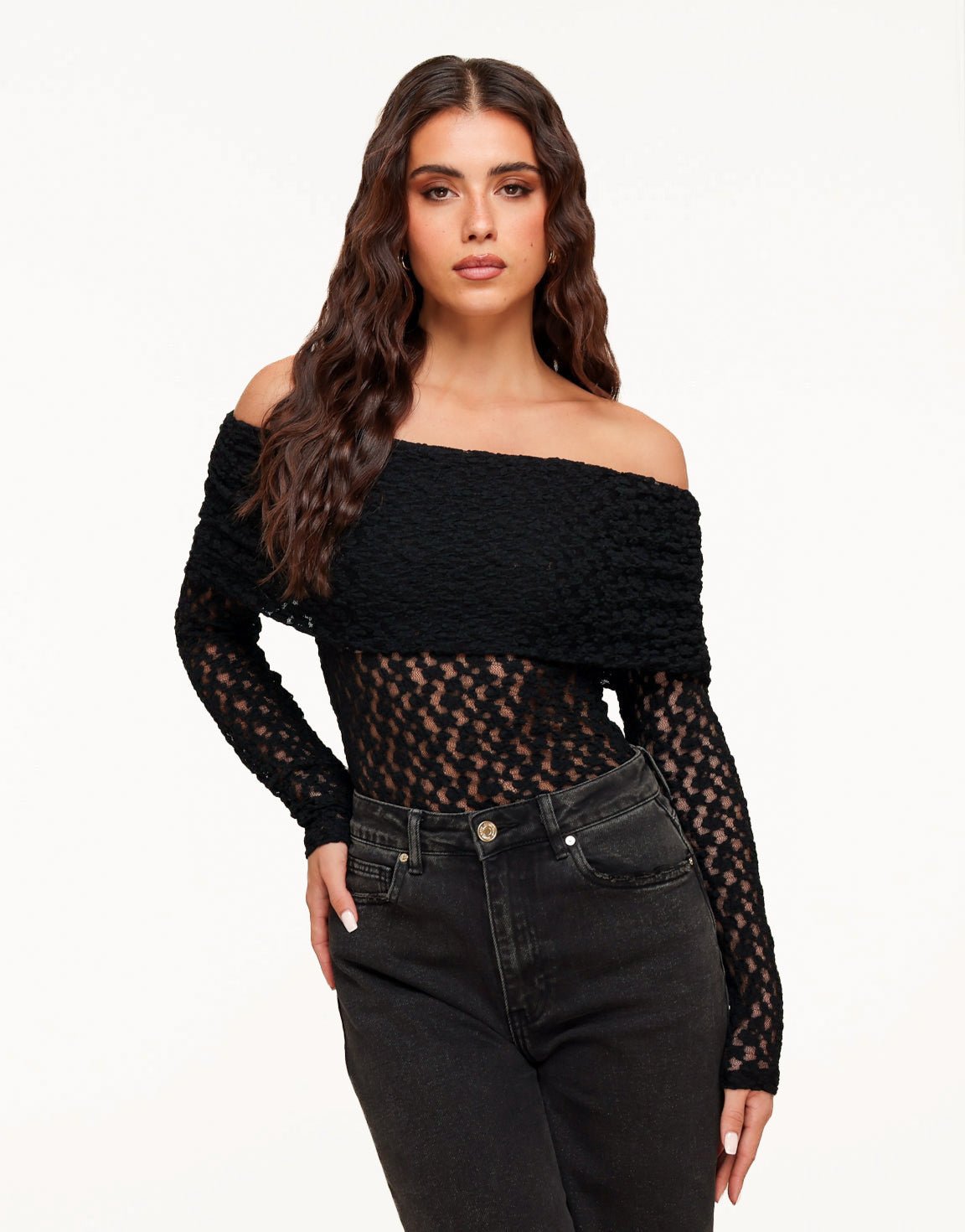Black Wrapped Off Shoulder - Top - Olivia & Kate