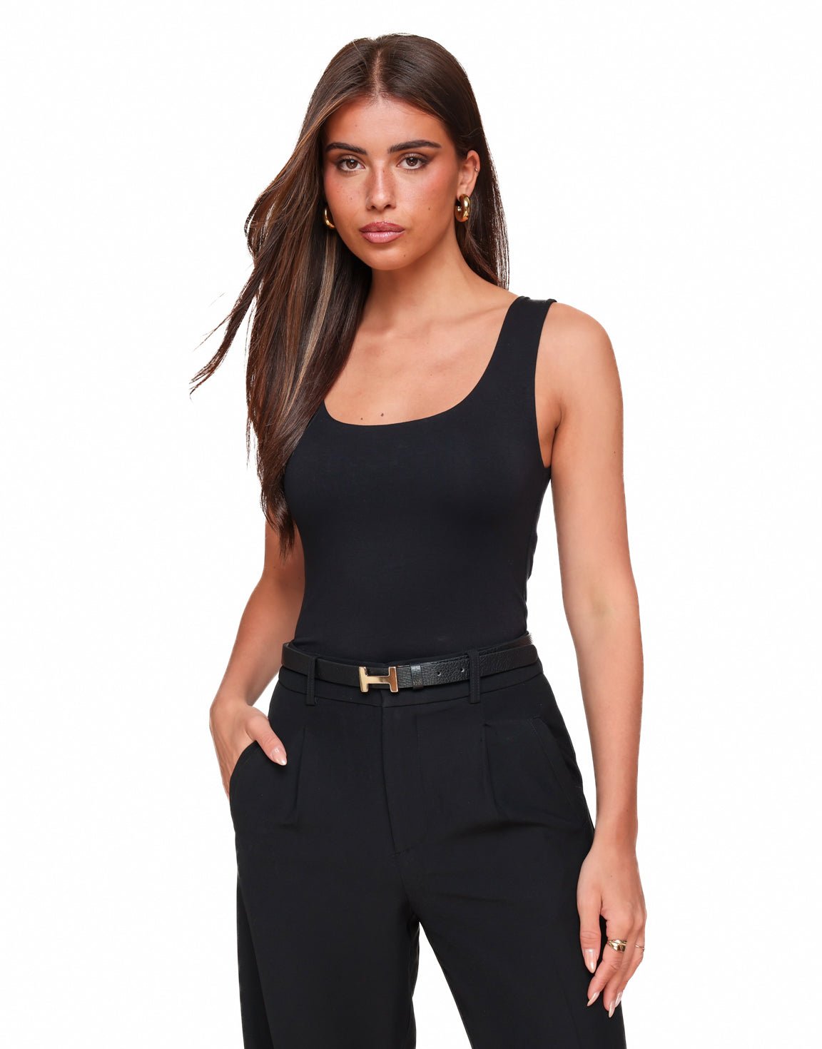 Black Reversible Sleeveless Basic - Top - Olivia & Kate