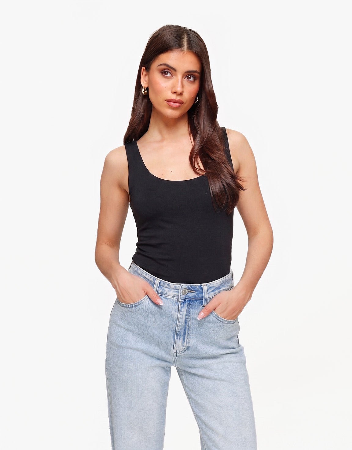 Zwarte Omkeerbare Mouwloze Basic - Top - Olivia & Kate