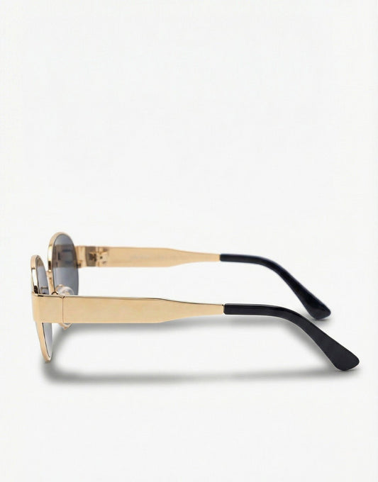 Zwarte Ovale Gouden Montuur - Zonnebril - Olivia & Kate