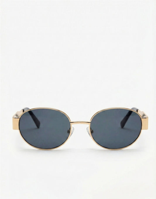 Zwarte Ovale Gouden Montuur - Zonnebril - Olivia & Kate