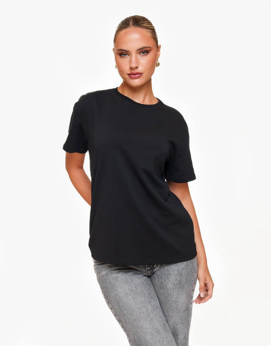 Zwarte Oversized Basic SS - T-shirt - Olivia & Kate