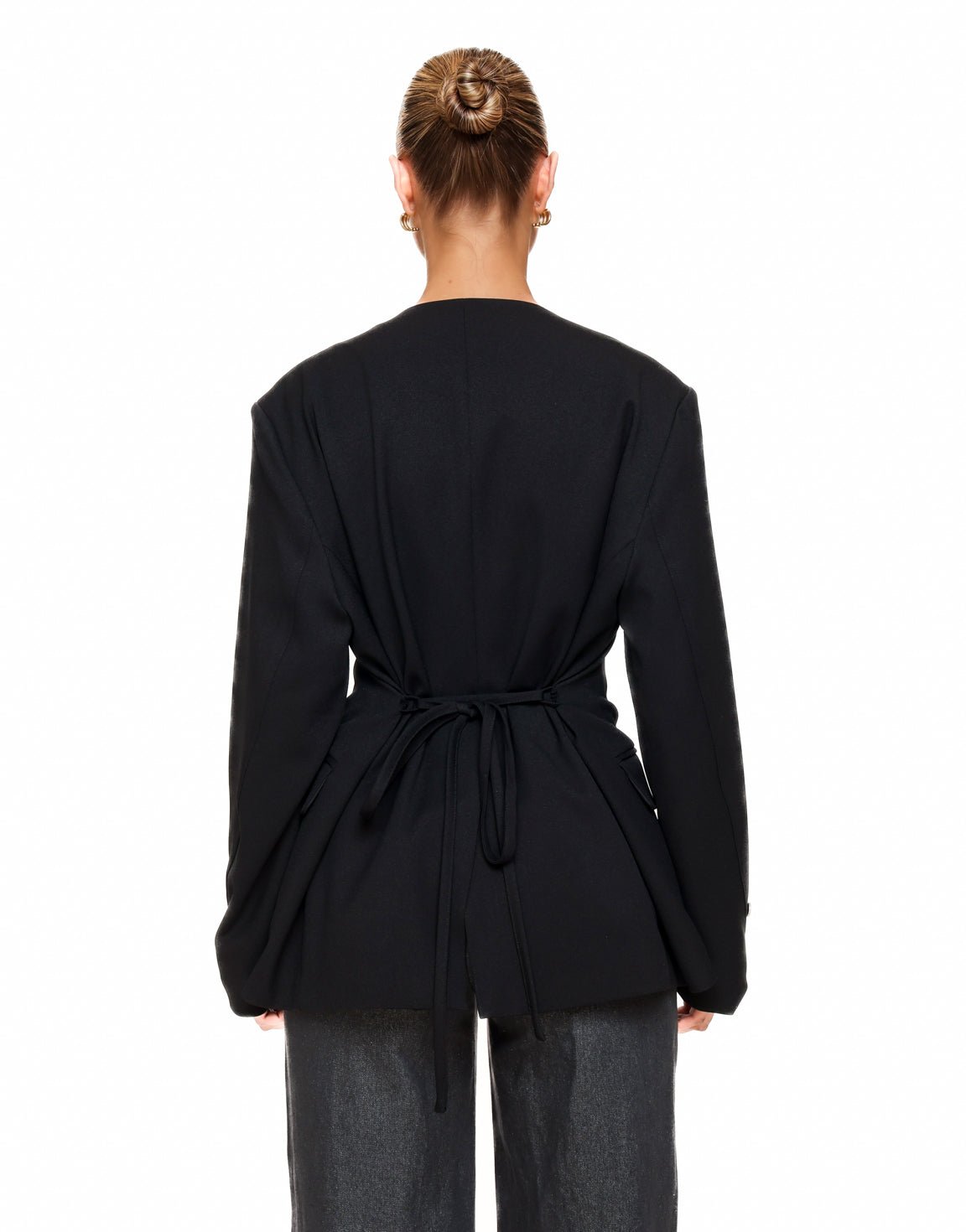 Zwarte Oversized Wikkel - Blazer - Olivia & Kate