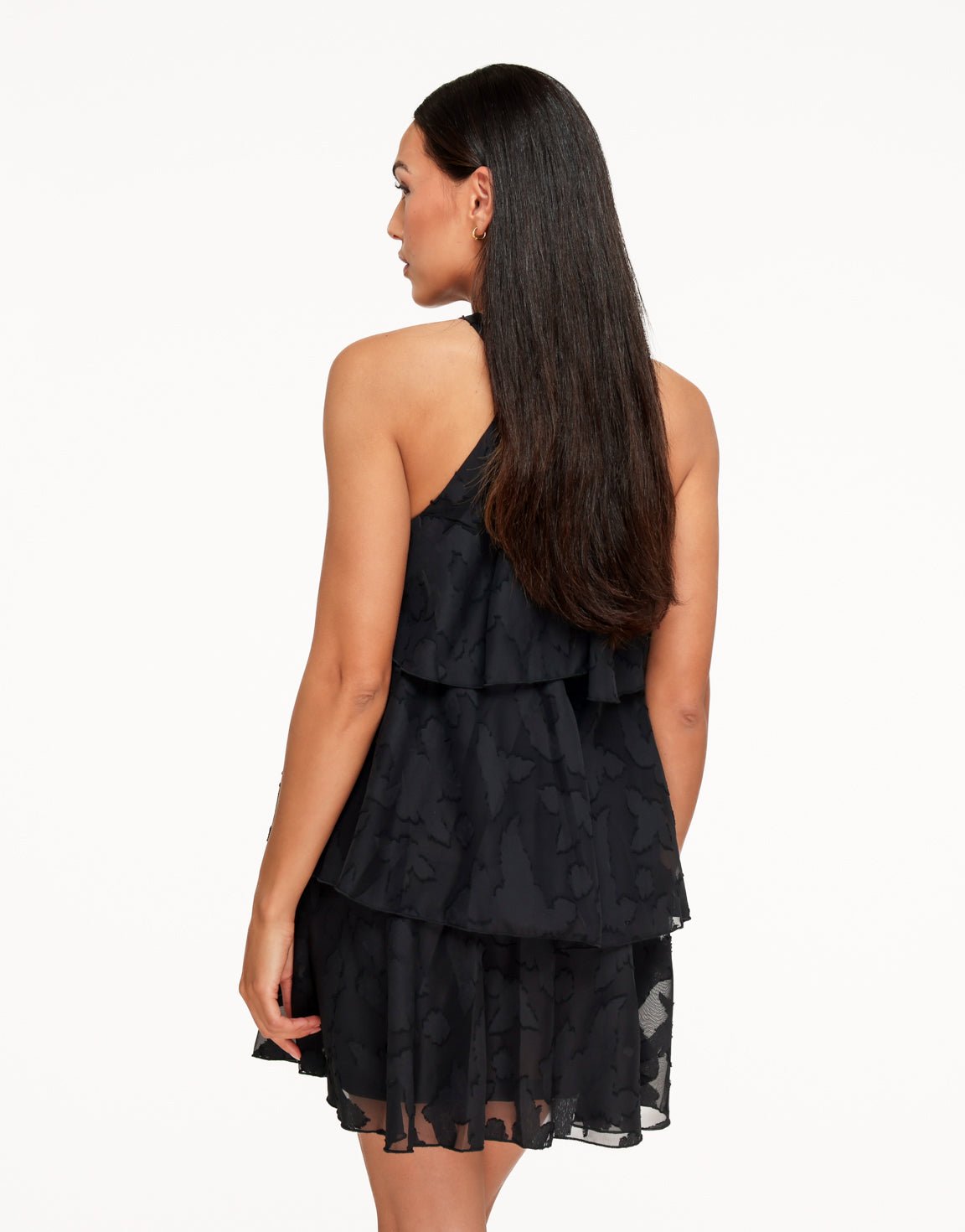 Zwarte Patroon Ruffel - Jurk - Olivia & Kate