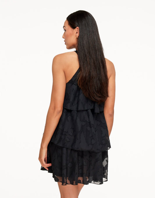 Zwarte Patroon Ruffel - Jurk - Olivia & Kate