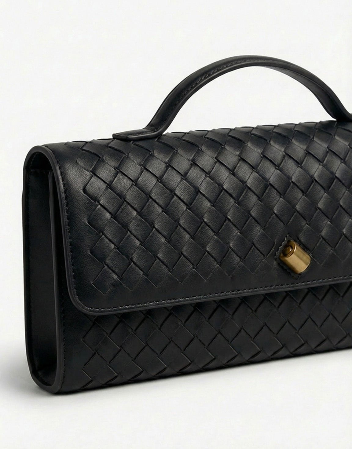 Black PU Gold Detail Clutch - Bag - Olivia & Kate