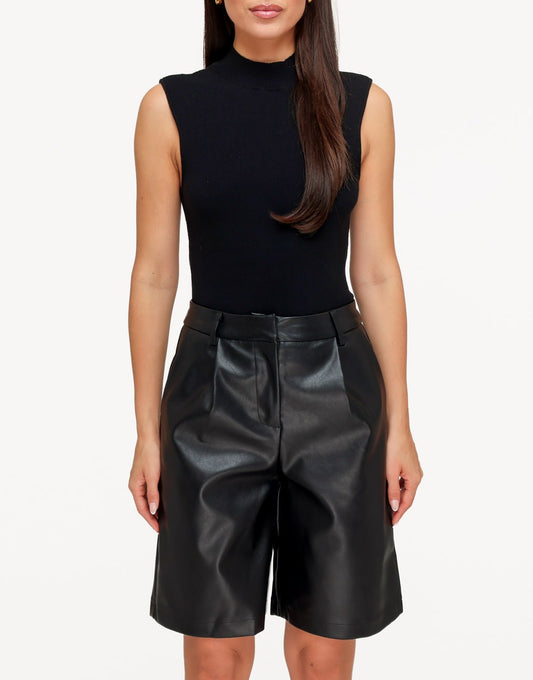 Zwarte PU Leren Bermuda - Short - Olivia & Kate
