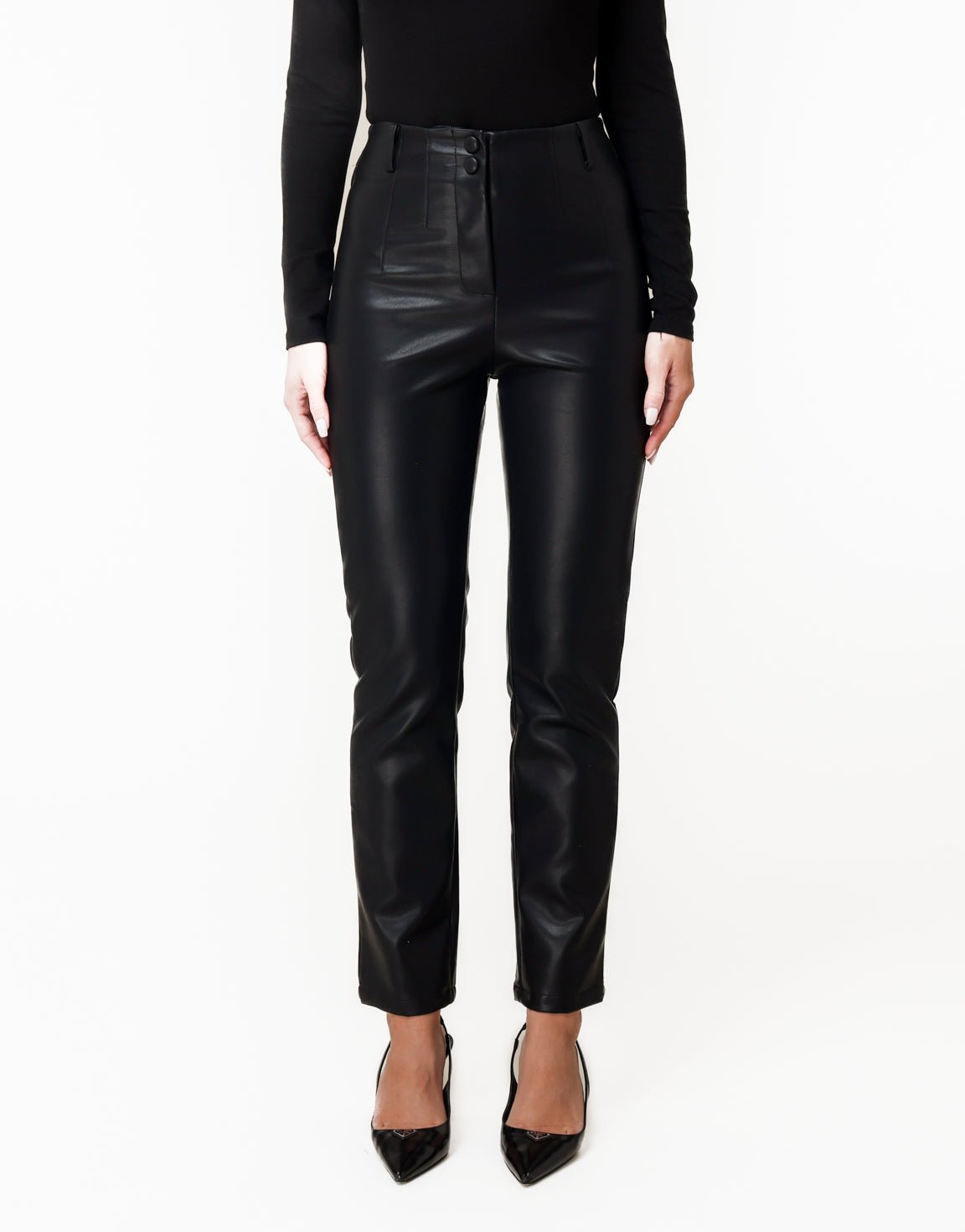 Zwarte PU Leren - Broek - Olivia & Kate