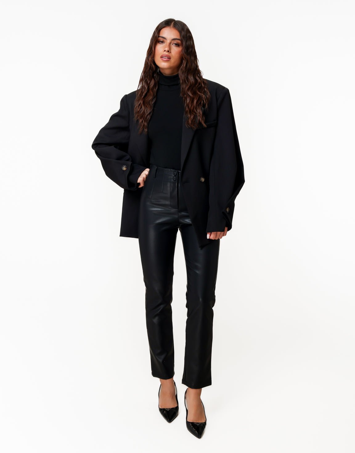 Zwarte PU Leren - Broek - Olivia & Kate