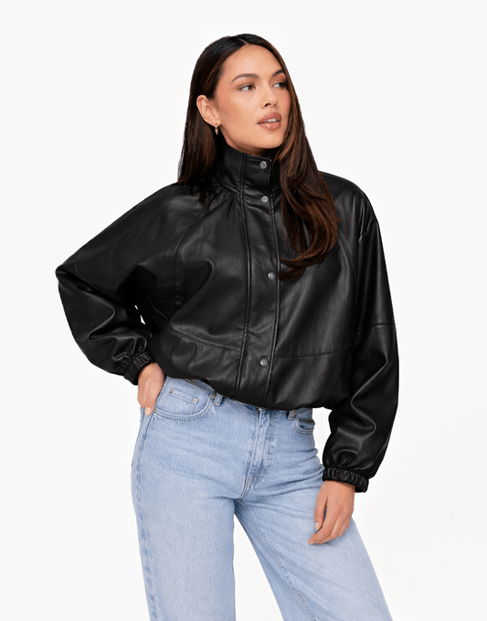 Zwarte PU Leren Oversized - Jas - Olivia & Kate
