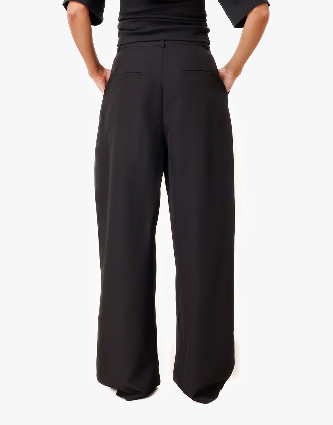 Zwarte Regular Wijde Ballon Plooien - Pantalon - Olivia & Kate