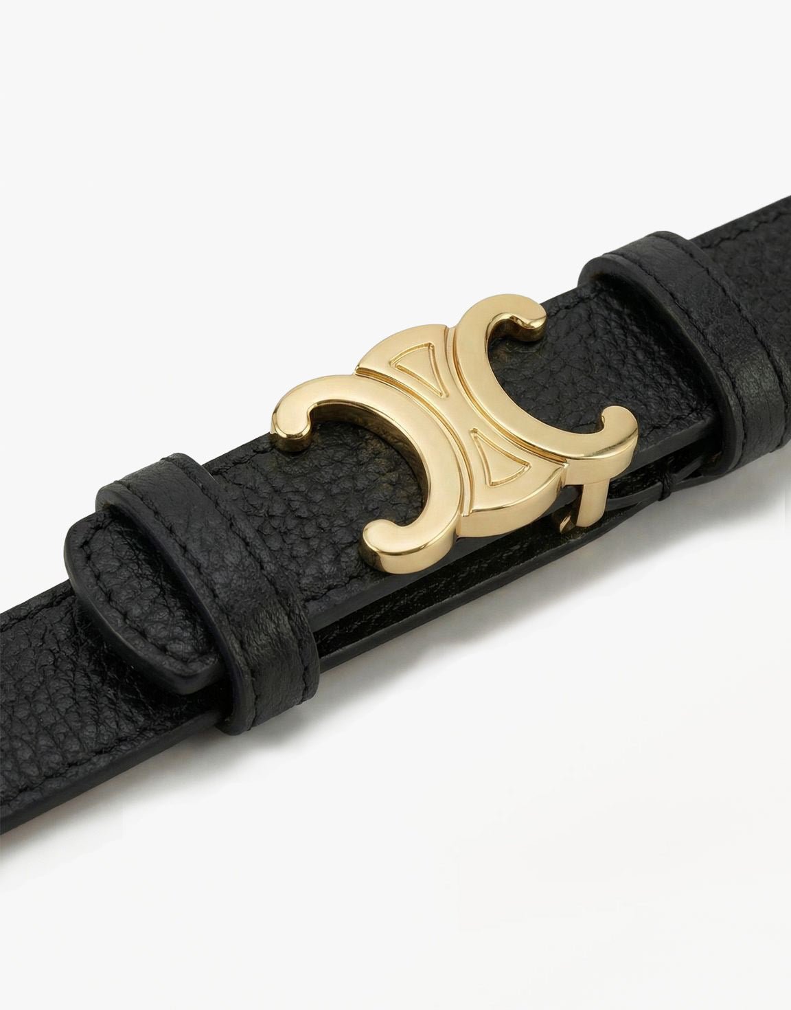 Zwarte Smalle Gedetailleerde Gouden Gesp - Riem - Olivia & Kate