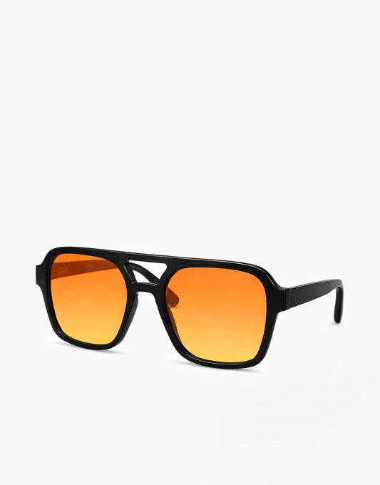 Zwarte Statement Oranje Glazen - Zonnebril - Olivia & Kate