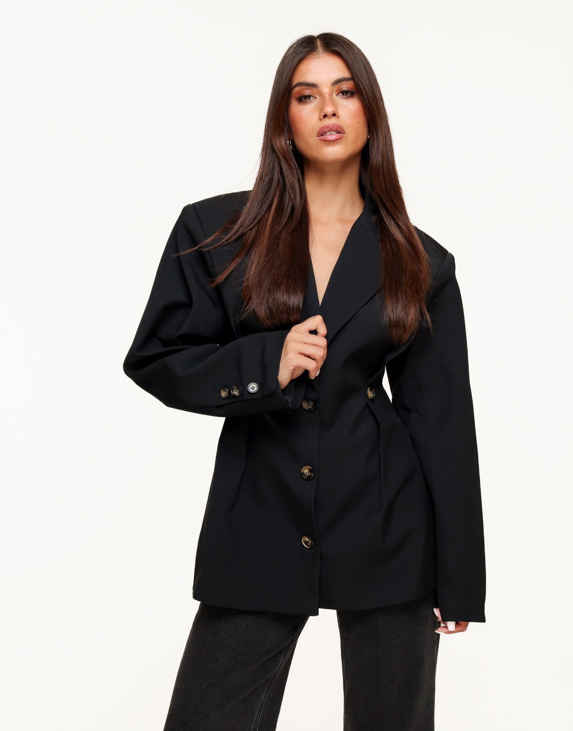 Zwarte Stevige Classic Detail - Blazer - Olivia & Kate