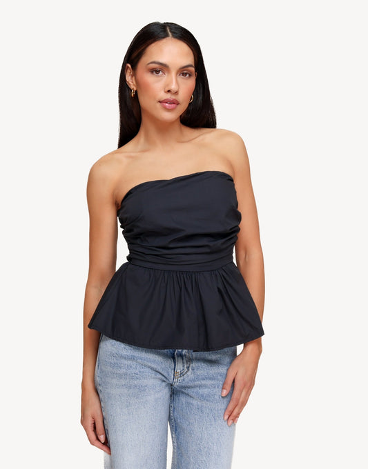 Zwarte Strapless Peplum - Top - Olivia & Kate