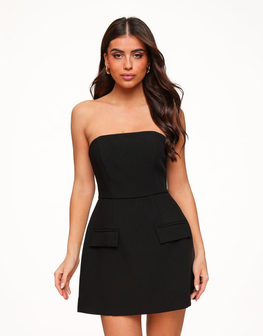 Zwarte Strapless Uitlopende - Jurk - Olivia & Kate