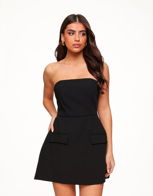 Zwarte Strapless Uitlopende - Jurk - Olivia & Kate