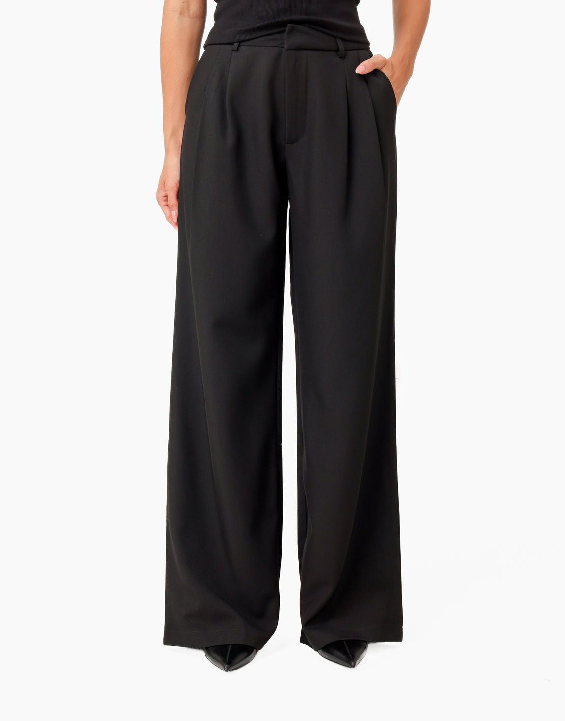 Zwarte Wijde Pasvorm - Pantalon - Olivia & Kate