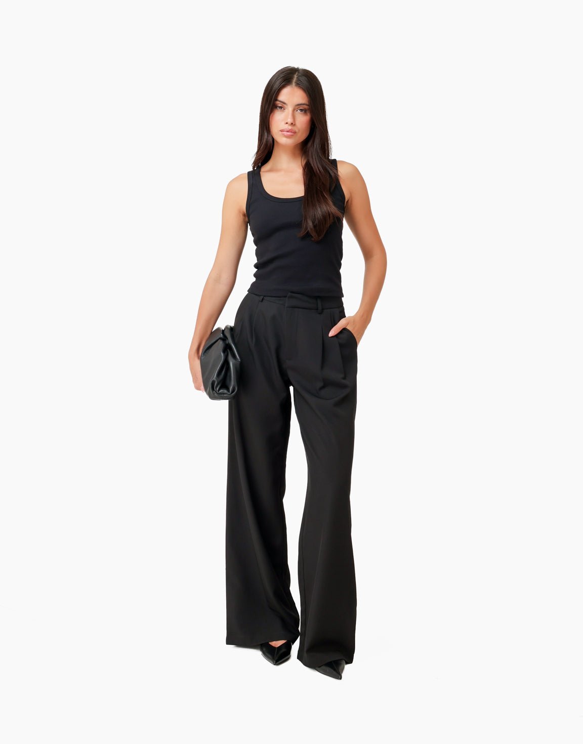 Zwarte Wijde Pasvorm - Pantalon - Olivia & Kate
