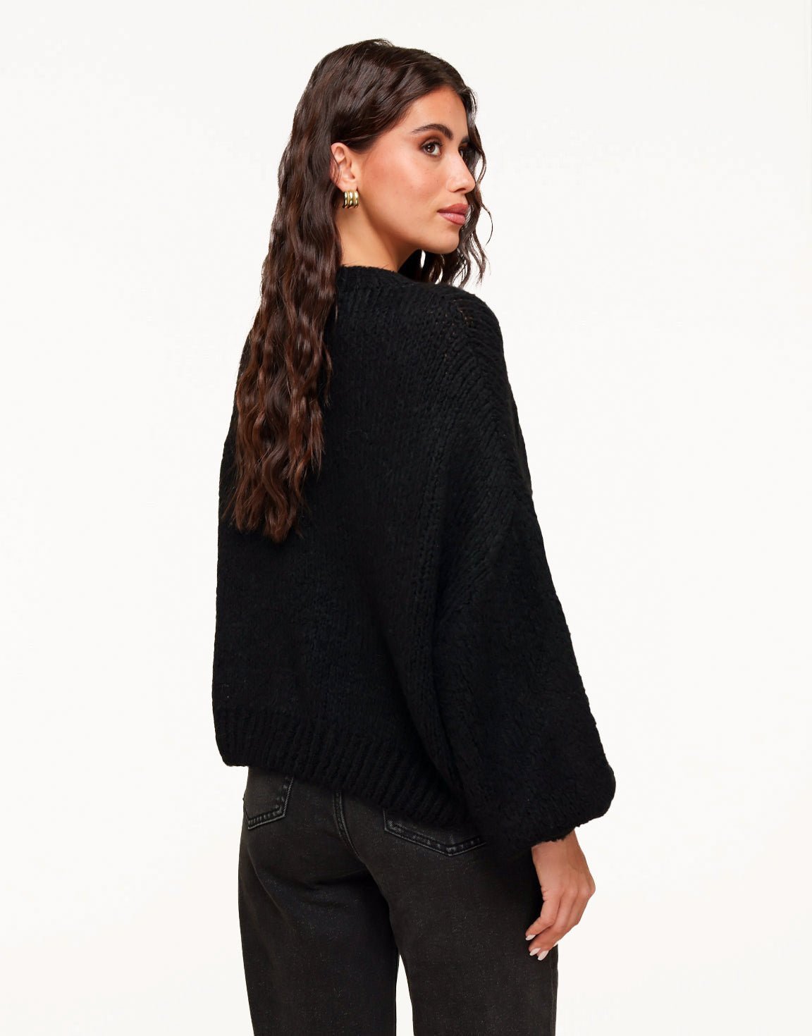Black Woolen Knitted - Sweater - Olivia & Kate