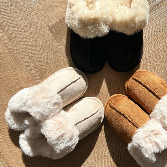 Zwarte Fluffy - Pantoffels - Olivia & Kate